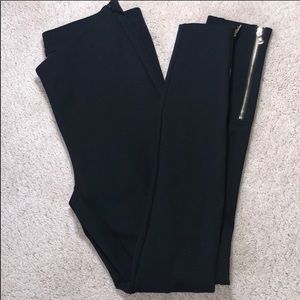 LOFT Petites Black Dress Leggings w/ Gold Zippers